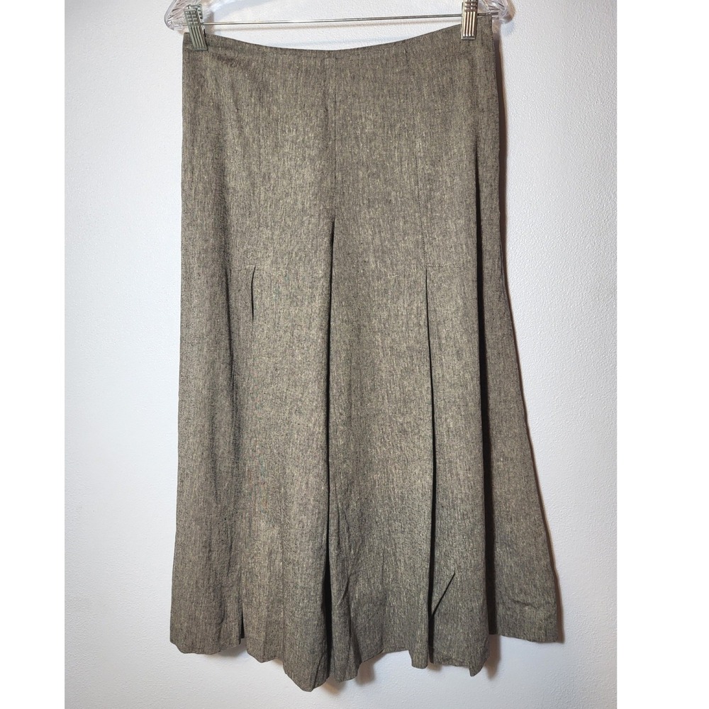 Newport News Black Linen Blend Pleated Wide Leg Culottes Pants Size‎ 6 Lagenlook